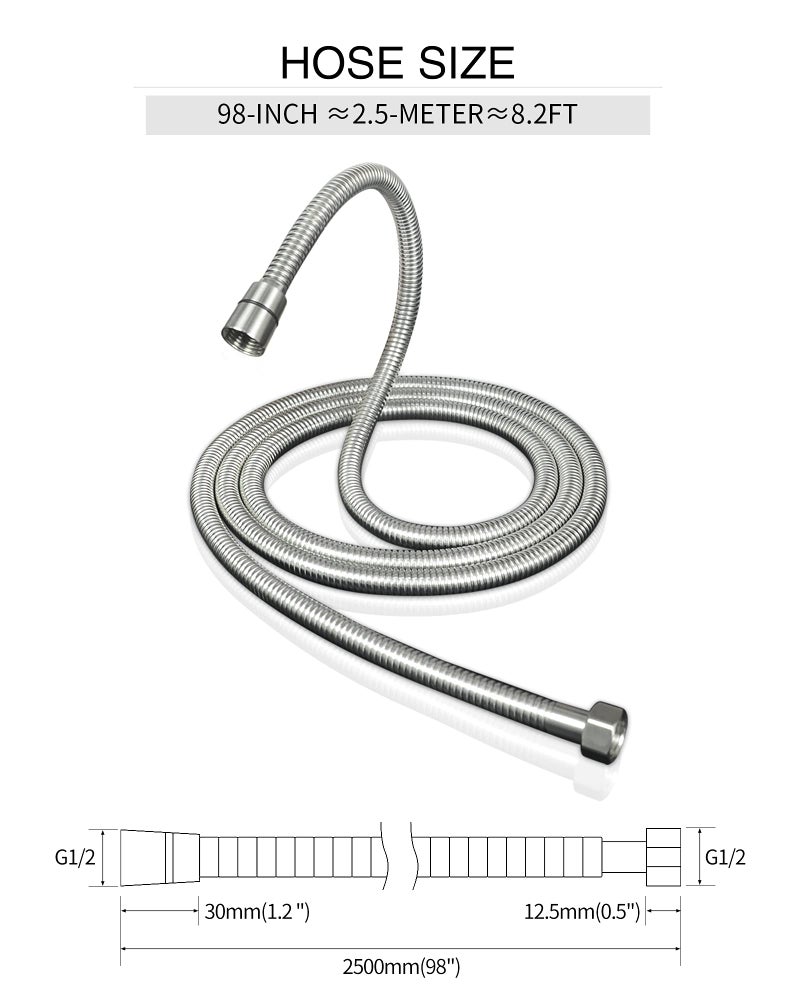 PHASAT 98-Inch Long Indoor Outdoor Shower Tube Replacement Stainless Steel Handheld Shower Hose, Brushed Nickel,A3107N-2.5 - Image 2